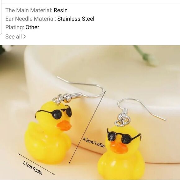 Rubber Ducky design dangle earrings - Picture 4 of 9